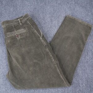Savile Row Corduroy Pants Mens 36x32 Olive Green Straight Leg Cotton Trousers